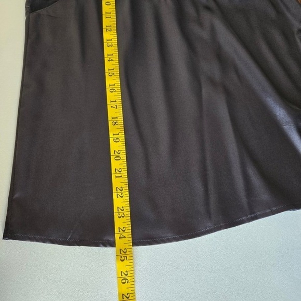 Black Satin Sheer Trim Cami Top Sze M Sexy Minimalist Clean Girl Wardrobe Staple - Picture 7 of 9